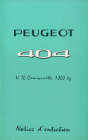 404 u10 1000kg notice d'entrien