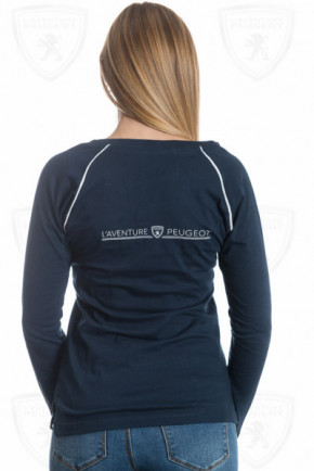 T-shirt femme manches longues marine-blanc