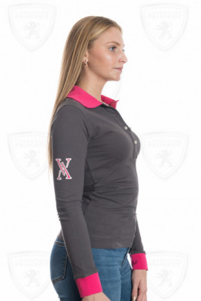 Vicomte women's polo shirt with long sleeves gray