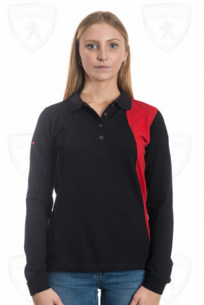Women's black and red long-sleeved gti polo shirt
