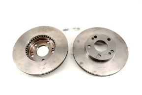 Ventilated front brake disc set