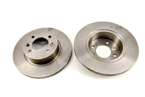 Set of non-ventilated front brake discs