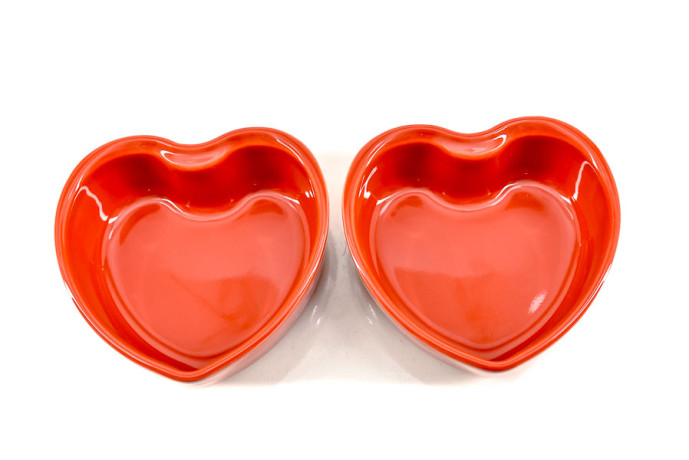 Duo red heart dish 13,5cm