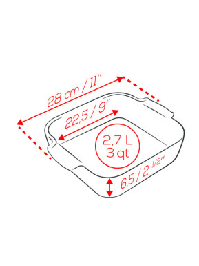 Ecru square dish 28 cm