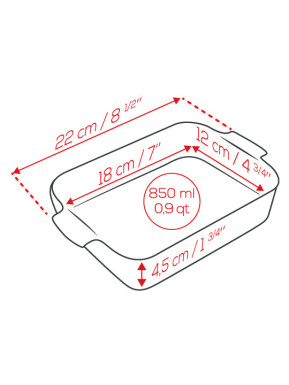 Rectangle dish 22cm red