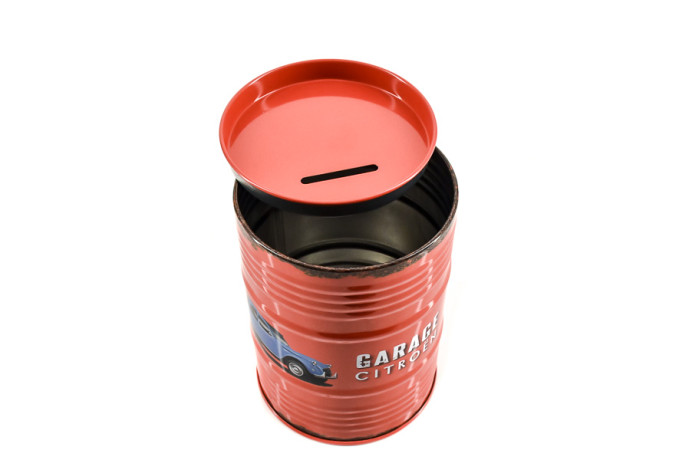 Red 2cv garage oil can...