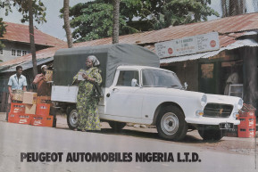 Affiche 404 pick-up blanc nigeria 1982